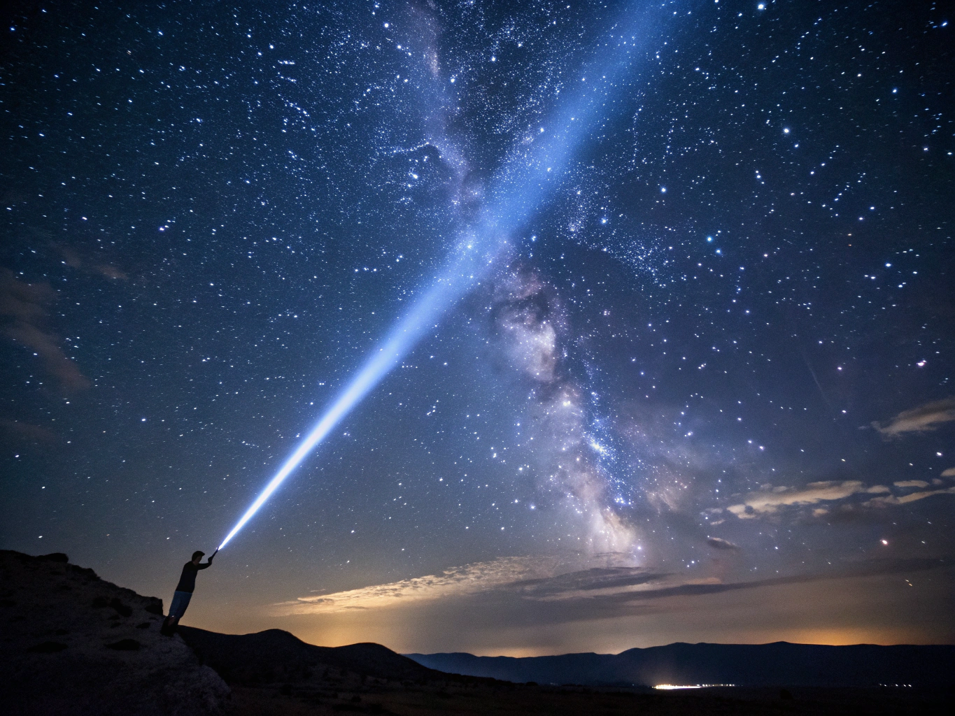 Night sky showing five bright lights in a V-shaped formation
